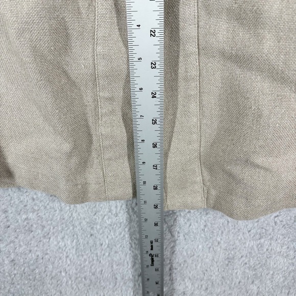 Eileen Fisher 100% Organic Linen Open Front Blazer Jacket Size M Beige Tan - Picture 2 of 7